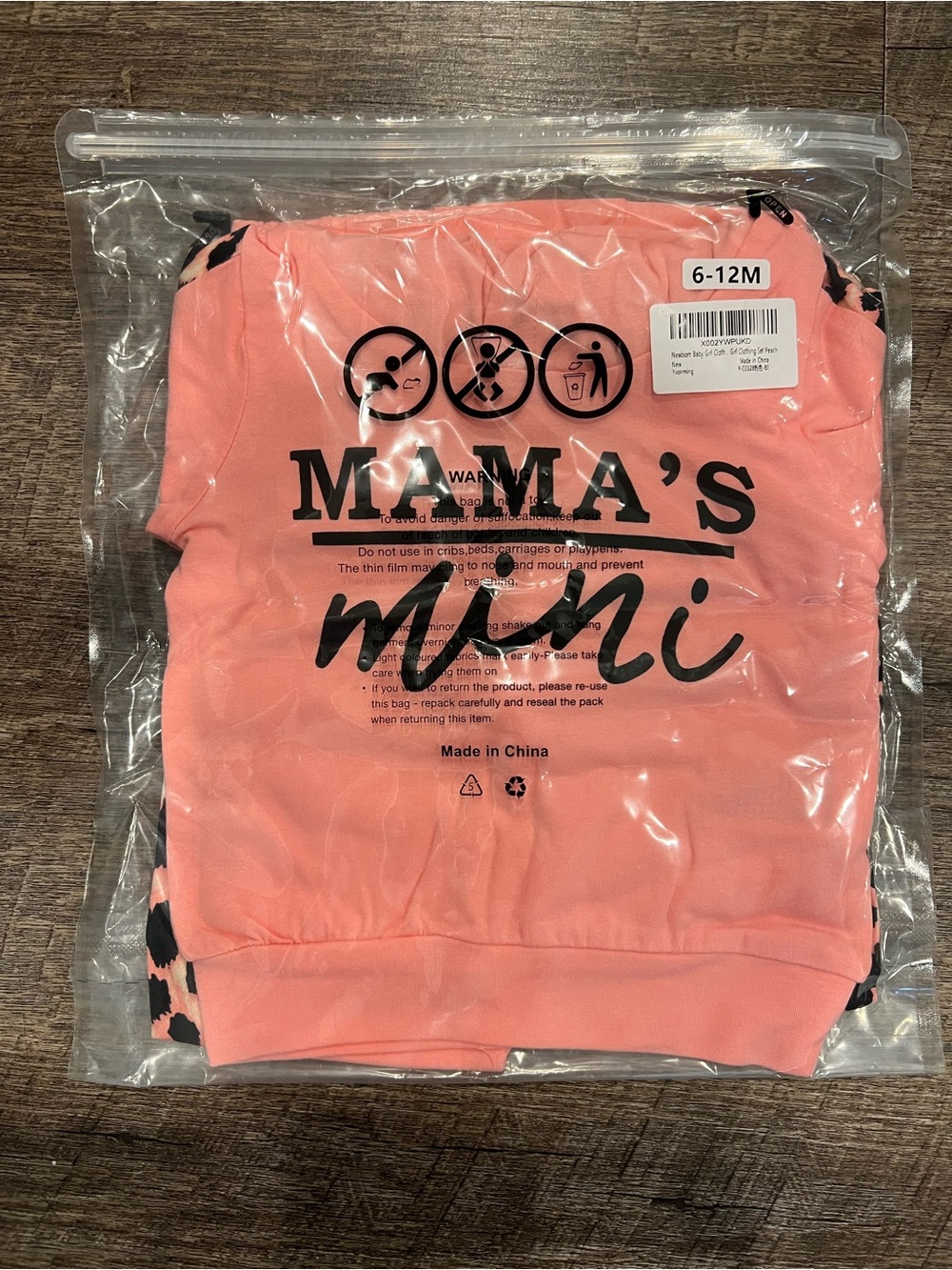 Pink "Mama's Mini" Hoodie Outfit Set with Leopard Trim